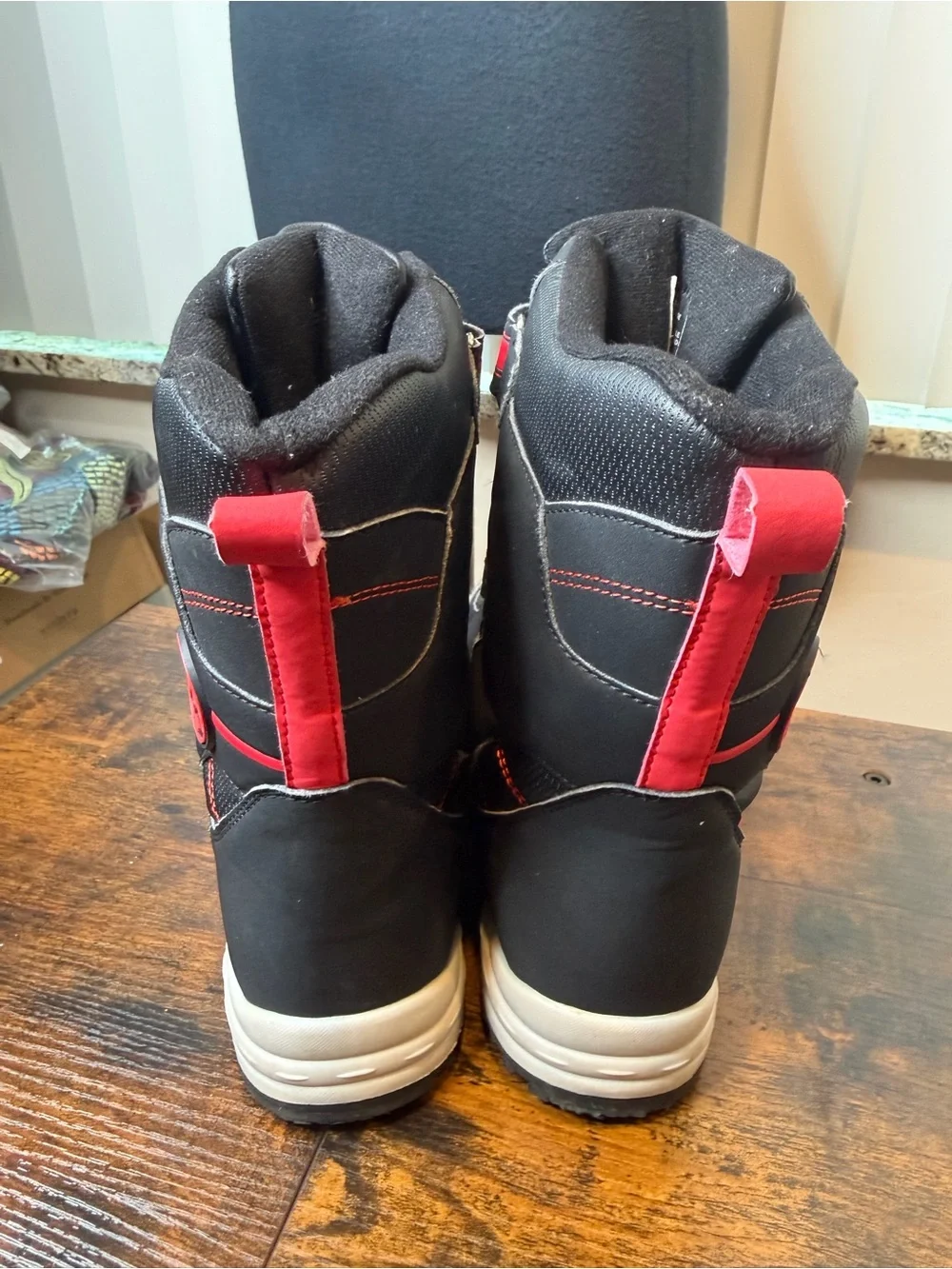 Totes Boys Black and Red Winter Boots - Sturdy Outdoor Snow Sneakers Size 6